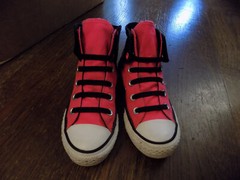 Converse Neon Pink Black Hook Loop Elastic Lace up Chuck Taylor High Tops Sz 1