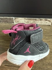 Jordan Flight Toddler High Top Sneaker Black Pink White Hook & Loop US 5C