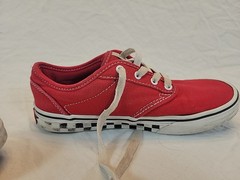 Red Vans With Checked Sole Youth Size 3 EU Size 34