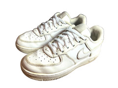 Nike™ AIR FORCE 1 Shoes ~ White/White ~ 314193-117 ~ YOUTH Sz 1Y