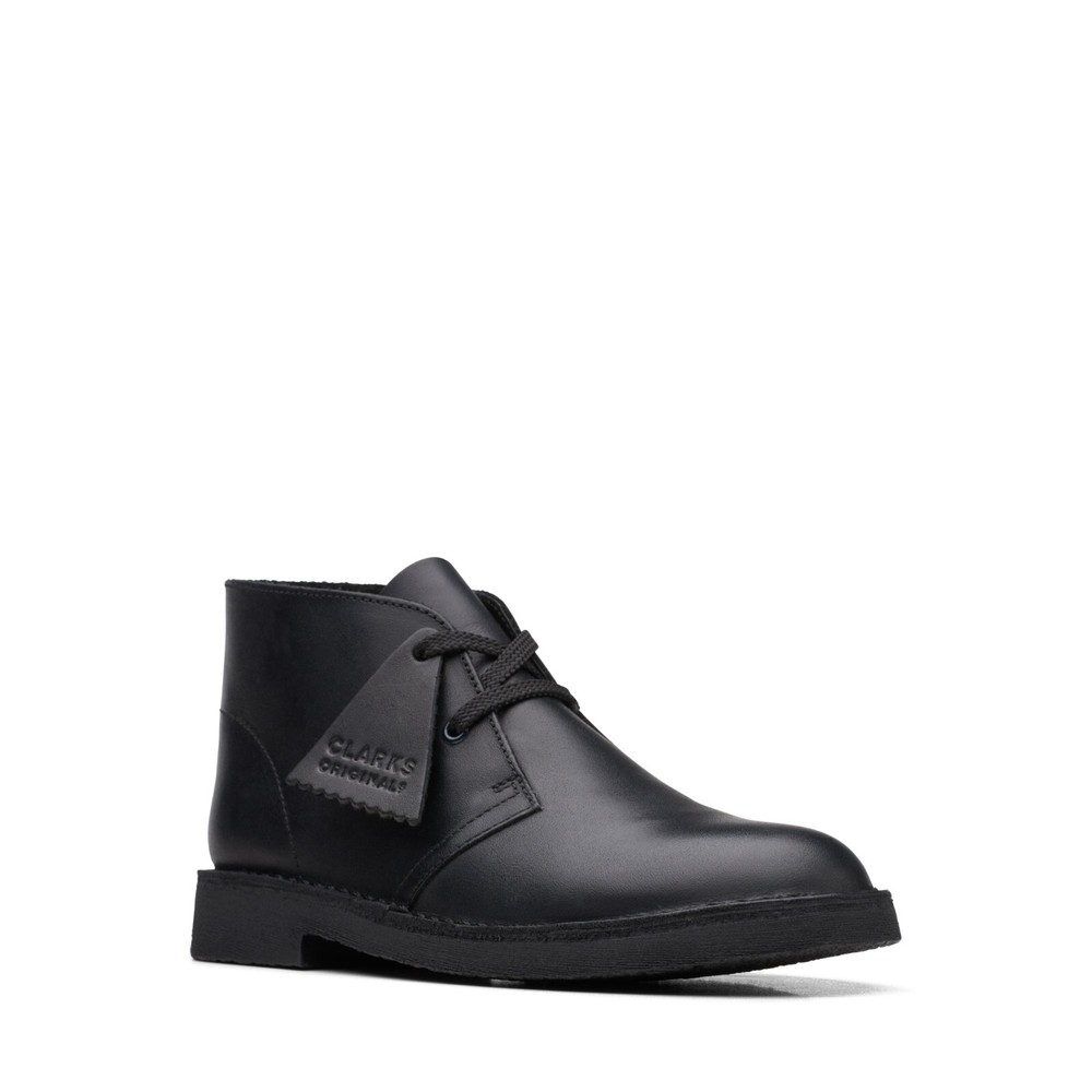 Clarks Kids Desert Boot O Black Leather 26168040