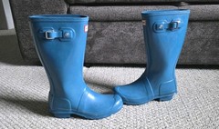 Hunter Big Kids Original Gloss Rain Boots In Ocean Blue Size 3