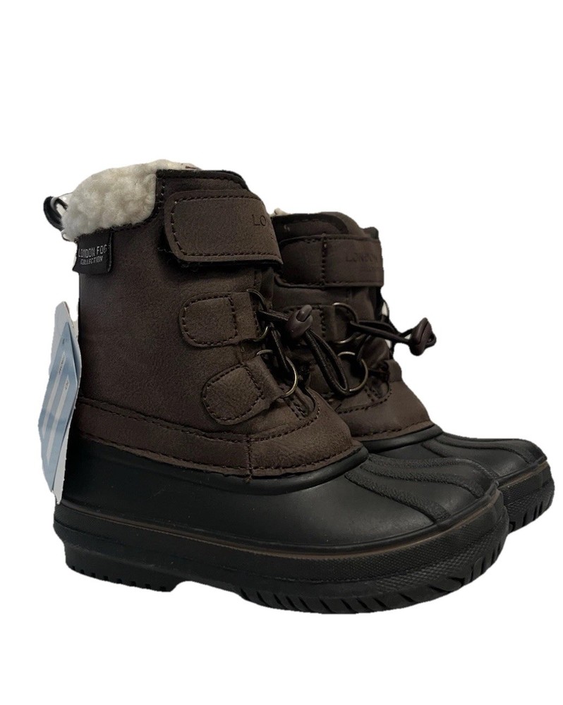 LONDON FOG Boys Oxford Toddler Cold Weather Snow Boot Size 6 Brown Faux Fur NEW