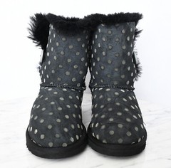 UGG Girls‘ Bailey Button Polka Dot Boots Sheepskin Suede Short Winter Kids Sz 4