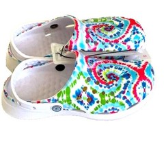 JOYBEES Kids Active Clog, Durable & Comfortable Sandal, WHITE TIE DYE (Sz-5) NEW