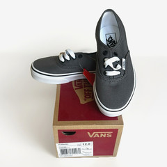 VANS Authentic Shoes Pewter Gray True White Low Top Skate Sneakers Toddler 12