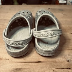 Crocs Classic Glitter Kids Clog Silver US 11 Slip-On Synthetic Logo