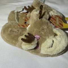 Primark Girls Reindeer Soft Plush Slippers Warmth Size US 1 NEW!