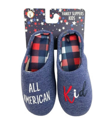 All American Kid Patriotic Blue Heather Clog Slippers Unisex Size M (13-1) NWT