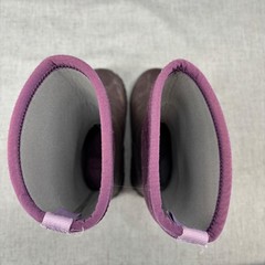 Bogs Kids Rain Boots Purple Leaf Print Burgundy Waterproof Insulated Size 12
