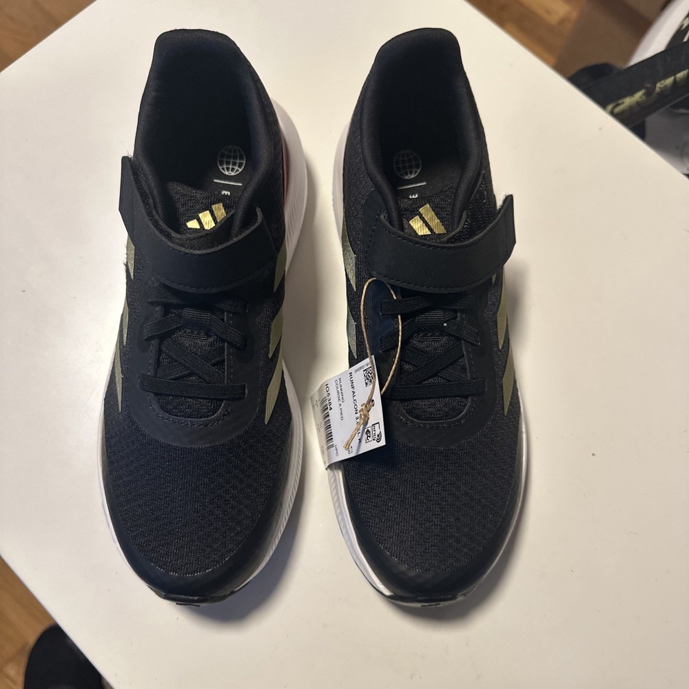 Size 4.5 (GS) Adidas Runfalcon 3.0 Elastic K Black, White Cloud Foam Sole