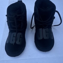 UGG Neumel II Graphic Black Lace-Up Leather Ankle Boot Kids US 3 1134845T
