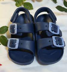 Unisex Kids Blue Sandals Adjustable Buckle Strap Open Toe Synthetic US 5/6