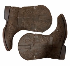 Roper Faith Square Toe Cowboy Boots Brown Youth Girls Size 3