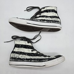 Converse All*Star Junior 6 American Flag Hi-top Stars Stripe Black White Chucks