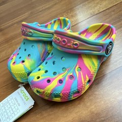 Crocs Classic Marbled Clog T Blue Pink Yellow Sandal Unisex Kids US c7 EU 23-24