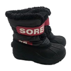 SOREL Children’s Snow Commander Boots Child Size 13 Black Red Youth