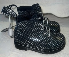 Dr. Martens Toddler Pascal Silver Stars Leather Boots Size US 8
