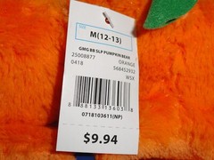 BUILD-A-BEAR WORKSHOP CHARACTER SLIPPERS 2018 HALLOWEEN PUMPKIN BEAR SZ M(12-13)