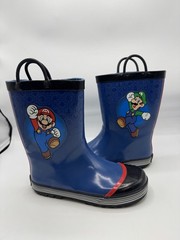 Nintendo Super Mario Boys Easy-On Handles Rubber Rain Boots – Size 1/2 Kids