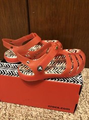 Crocs Children Drew Barrymore Isabella Sandals Shoes Tomato/White Sz C6