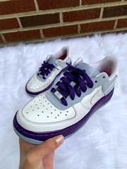 Nike Air Force 1 Low Custom Big Kids Size 4Y Dark Purple Gray White Sneaker Shoe
