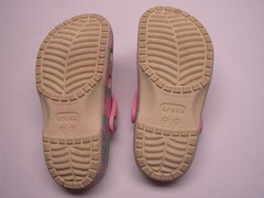 Crocs Kids Size 13 Spring Break Clog Tropical Palm Leaf Print Pink Aqua Jibbitz