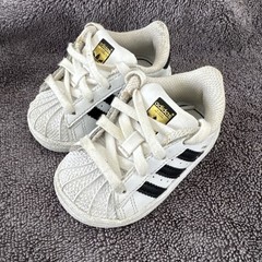 Adidas Kids Superstar White Leather Black Stripe Shoe Sneaker Lace Up Size 4K