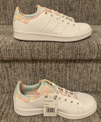 Adidas Size 5 Stan Smith J Original Low Top Sneaker – Cloud White / Haze Coral