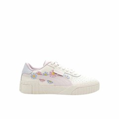 PUMA Cali Embroidered Lace Up Youth Girls Off White Sneakers Casual Shoes 39491