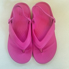 Crocs Iconic Pink Thong Flip Flop Elastic Strap Back Sandals Size C13