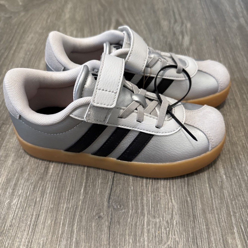 adidas Silver and Black Athletic Sneakers Shoes Kids Size: 1 New