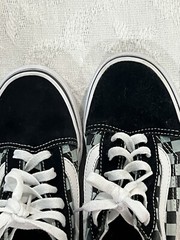 VANS Old Skool Ward Low Checkered Sneakers Black White Kids Size 3 Canvas