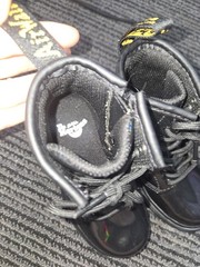 Kids Size 7 Holographic Black Dr Martens Combat Boots Lace up