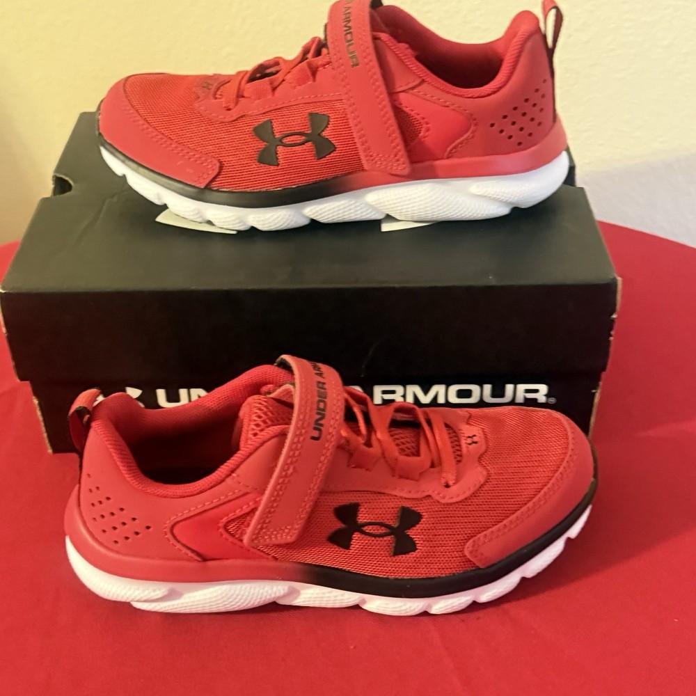 Under Armour UA BINF Assert 9 AC Boy Shoes US Size 2Y Red White Black