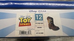 Disney Pixar Toy Story Woody Western Boots Brown US 12 Faux Leather Zip Star New