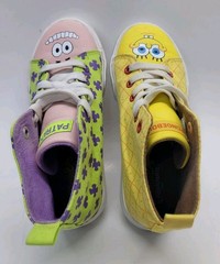 Spongebob & Patrick High Top Sneakers Kids Size 2 Shoes Nickelodeon Cartoon