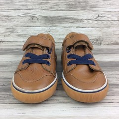 Cat and Jack Brown Synthetic Leather Sneakers Kids Size 9 Slip On Hook and Loop