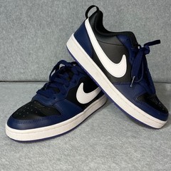 Nike Court Borough Low 2 Kids 5Y Navy Black White Sneakers Shoes EUC