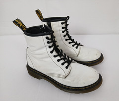 Dr Martens Boots 1460 J Junior Youth Sz 5 L Sz 4 M White Soft Leather Zip Lace
