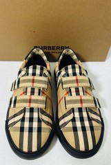 BURBERRY Markham Check Grip-Strap Sneaker Z5765 Kids Size 33 / 2 US