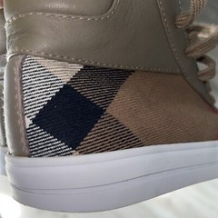 Burberry Kids Unisex Check Leather Canvas High Top Shoes Sz EU 25 FENDI Kids Box