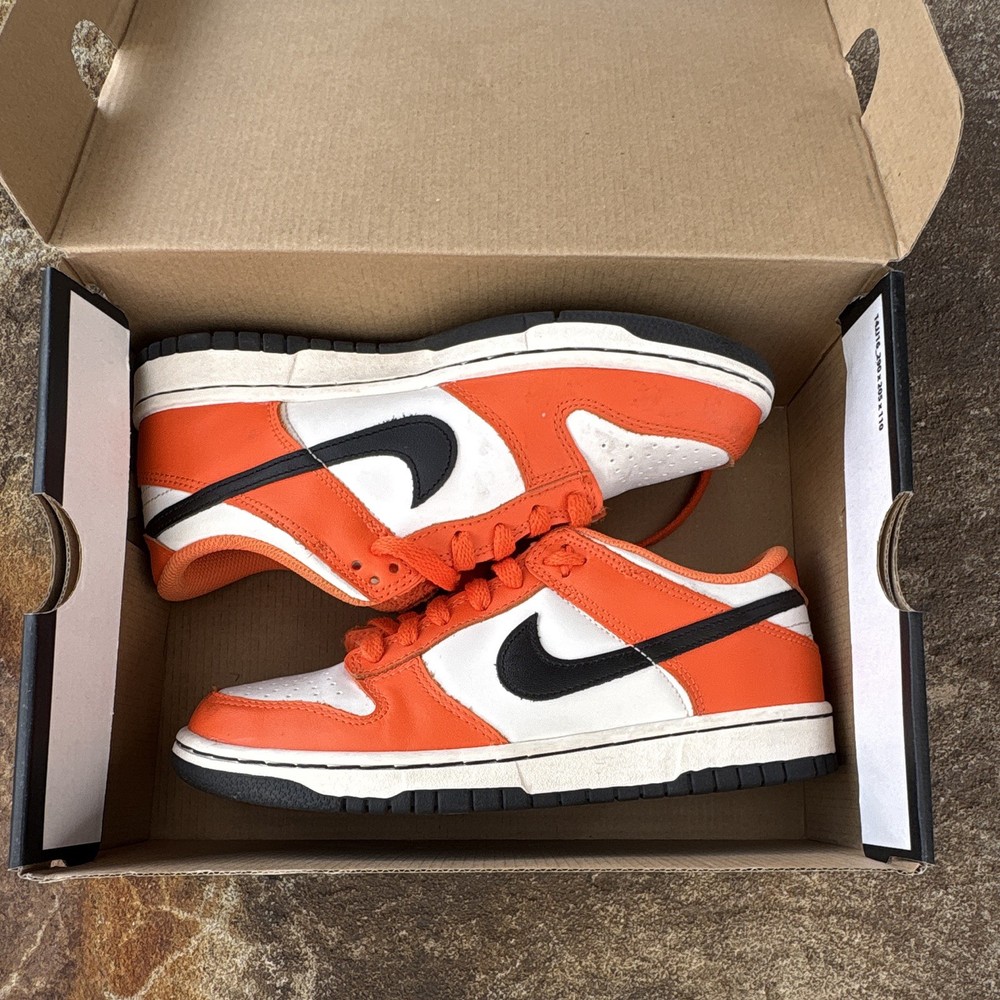 Nike Dunk Low GS Orange/White/Black Leather Low Top Sneaker 6Y DH9765-003