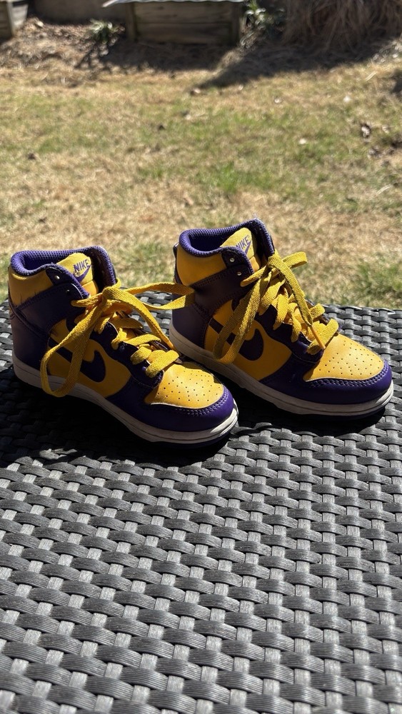 Nike Dunk Size 10.5C High Retro Court Purple Gold Lakers ~LSU
