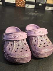 Crocs Kids Classic Purple Space Glitter Clogs Size 7C Pre-owned