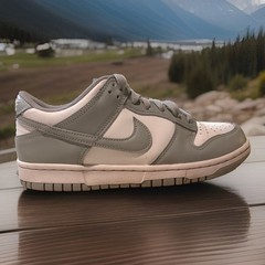 Nike Dunk Low White Gray Leather Sneakers Lace Up youth Shoes 6.5Y FB9109-123