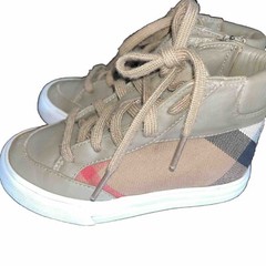 Burberry Kids Unisex Check Leather Canvas High Top Shoes Sz EU 25 FENDI Kids Box