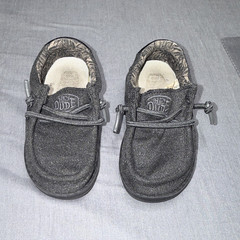 Hey Dude Wally Toddler Basic Black Fabric Slip-On Casual Shoes US 7 EU 23