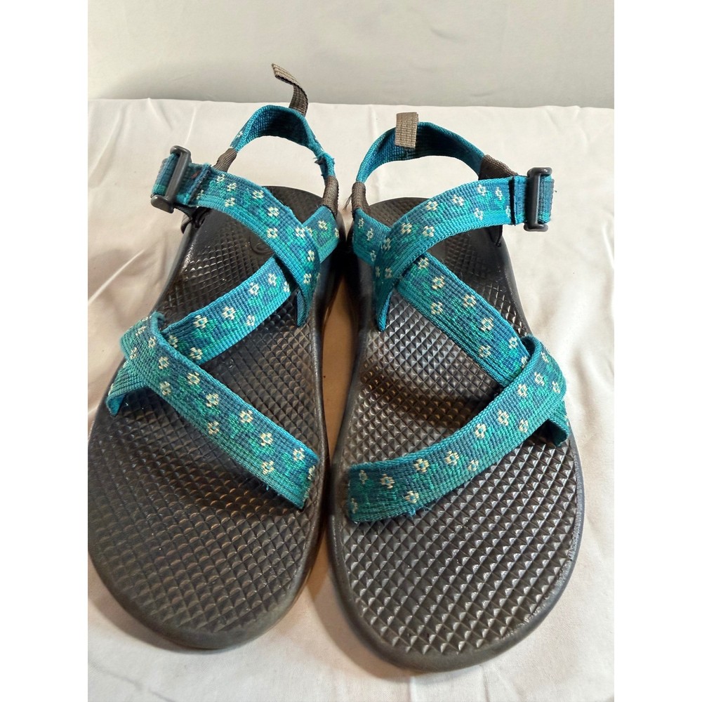 Chaco Kids Z1 Ecotread Sandals Teal Green Floral Geometric Size 3 Hiking Water