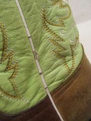 Semental Brown and Green Leather Square Toe Cowboy Boots Youth Size 6